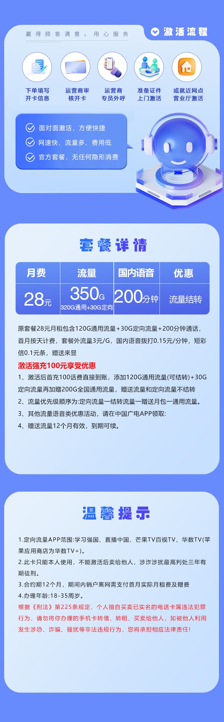 淄博广电专享卡【28元350G+200分钟】详情图
