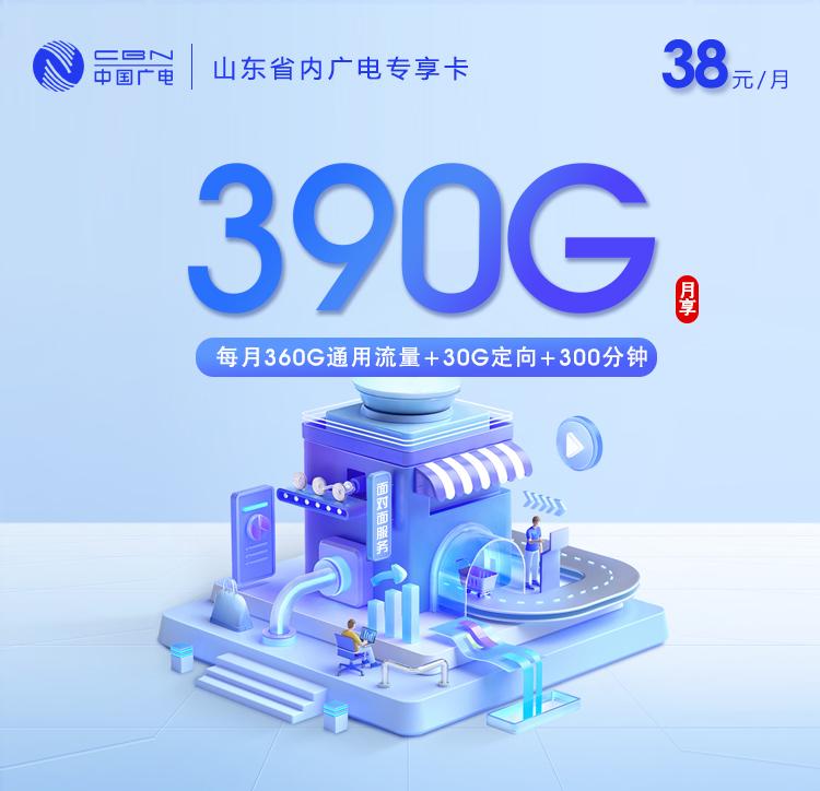 山东省内广电专享卡【38元390G+300分钟】[新]