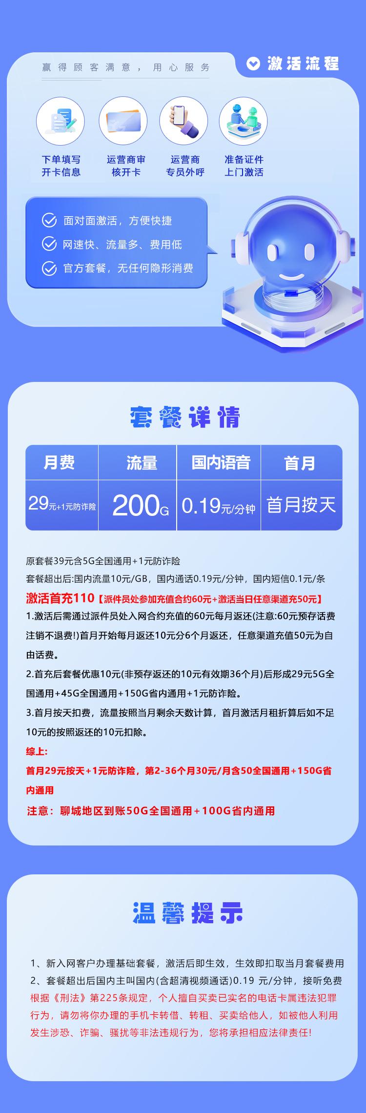 山东移动专属卡【30元200G】详情图