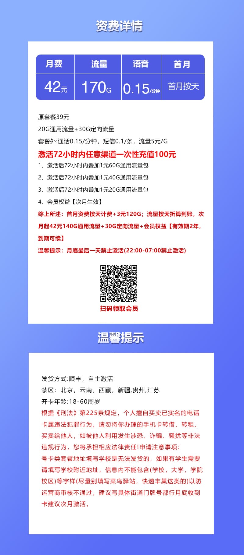 联通飞众卡【42元170G】详情图