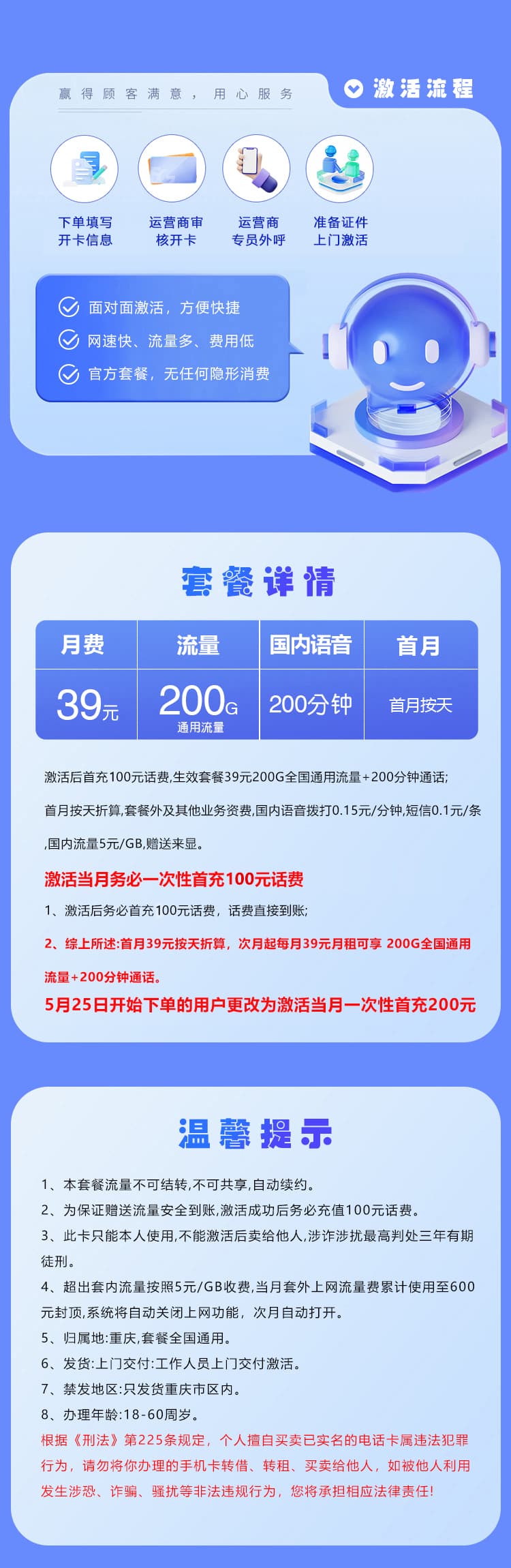 重庆联通新【39元200G+200分钟】详情图